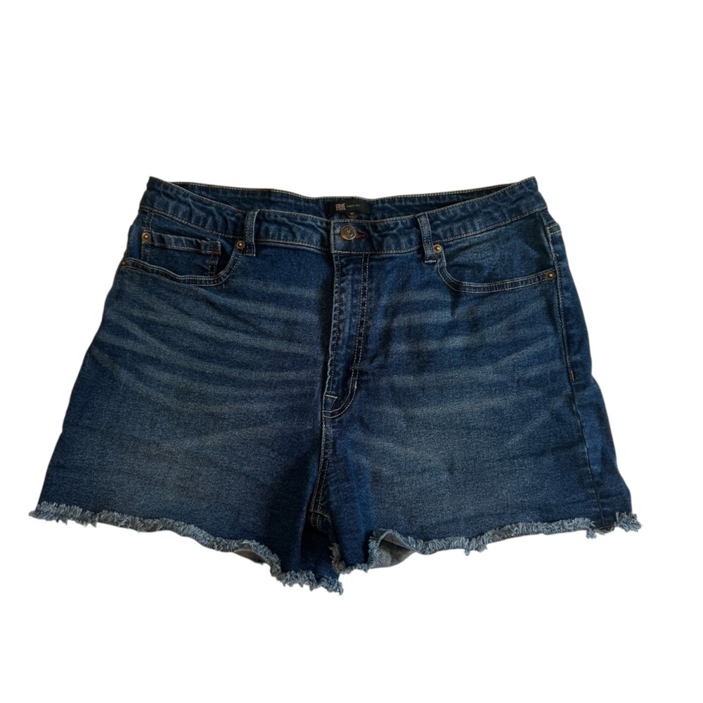 Frye Women’s Jean Shorts Size 16 – Dark Wash Denim, Raw Hem, Stretch Fit - Picture 2 of 10